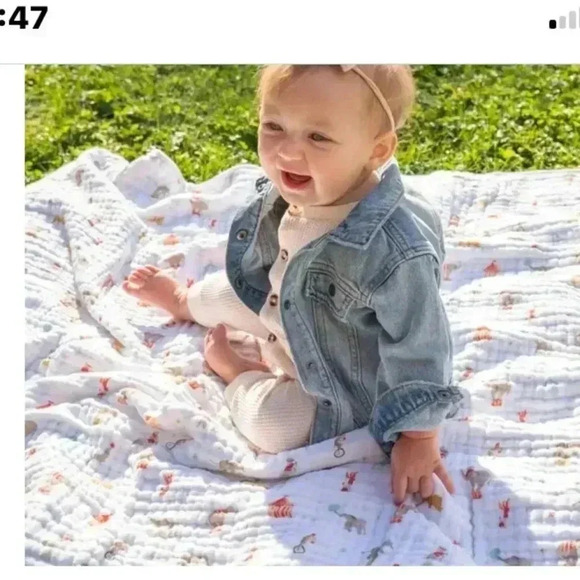 Aden+Anais 100%  organic cotton muslin swaddle blanket 44”by 44” - Picture 1 of 5